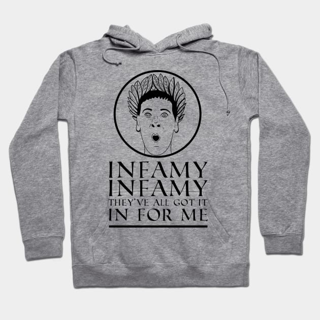 Infamy, Infamy, They've all got it In For Me! Quote Hoodie by Meta Cortex